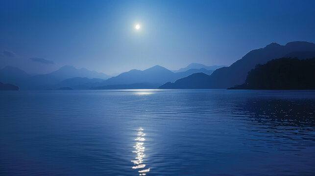 Soft moonbeams dance on the surface of the water creating a peaceful and dreamy atmosphere. . .