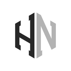 Modern Unique Hexagon Letter HN Logo Design Template. Elegant initial HN Letter Logo Concept