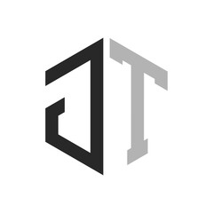Modern Unique Hexagon Letter JT Logo Design Template. Elegant initial JT Letter Logo Concept