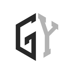 Modern Unique Hexagon Letter GY Logo Design Template. Elegant initial GY Letter Logo Concept