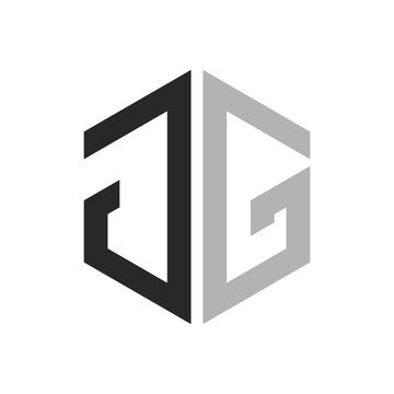 Modern Unique Hexagon Letter JG Logo Design Template. Elegant initial JG Letter Logo Concept