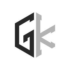 Modern Unique Hexagon Letter GK Logo Design Template. Elegant initial GK Letter Logo Concept