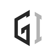 Modern Unique Hexagon Letter GI Logo Design Template. Elegant initial GI Letter Logo Concept