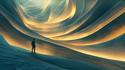 Digital lines wave desert scene abstract illustration poster web page PPT background