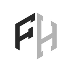 Modern Unique Hexagon Letter FH Logo Design Template. Elegant initial FH Letter Logo Concept