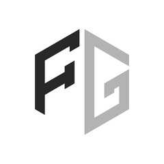 Modern Unique Hexagon Letter FG Logo Design Template. Elegant initial FG Letter Logo Concept