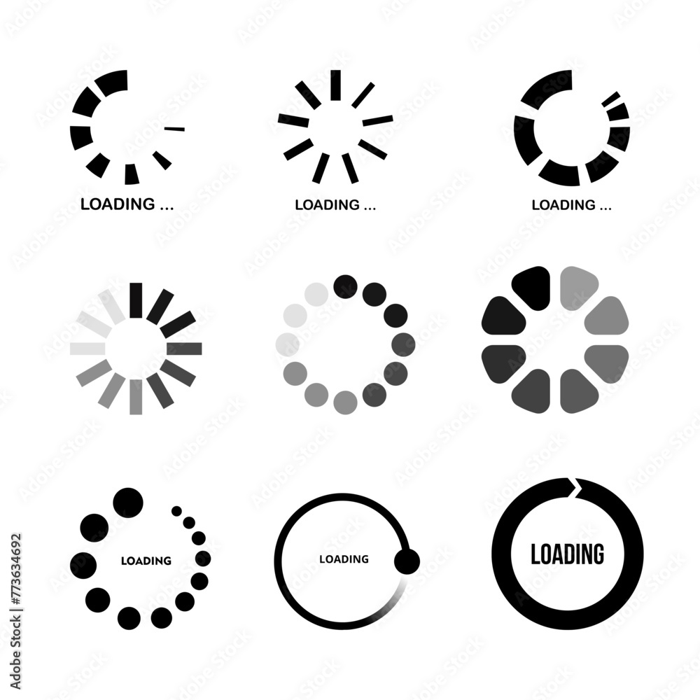 Fototapete circular loading buffering icons vector set video ready for animation gif all keyframes frames bufri