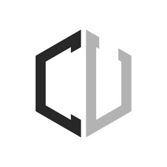 Modern Unique Hexagon Letter CU Logo Design Template. Elegant initial CU Letter Logo Concept