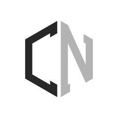Modern Unique Hexagon Letter CN Logo Design Template. Elegant initial CN Letter Logo Concept