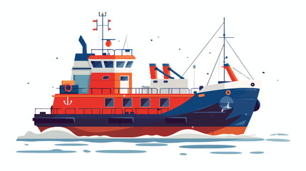Cargo ship design flat cartoon vactor illustration