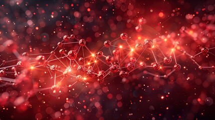 Atoms and molecules on abstract background. on red background.

 - obrazy, fototapety, plakaty