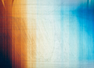 Digital crack. Glitch effect. Yellow blue orange white color scratch rainbow gradient fractured tv surface smeared screen abstract background. - 773636288