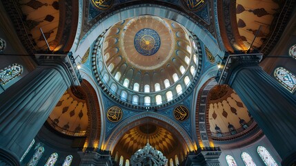Naklejka premium Ornate Arabesques: Splendor of Islamic Architecture ai image