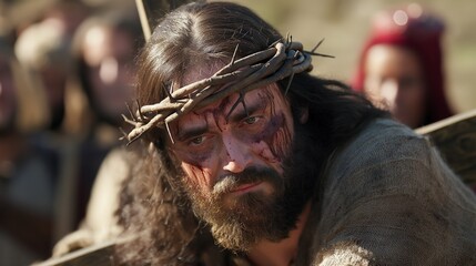 Obraz premium The Path to Calvary: Jesus' Crucifixion Journey