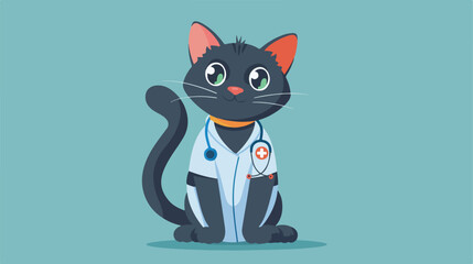 Cat cartoon veterinarian pet clinic icon vector ill