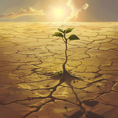 Plant in arid land due to lack of water