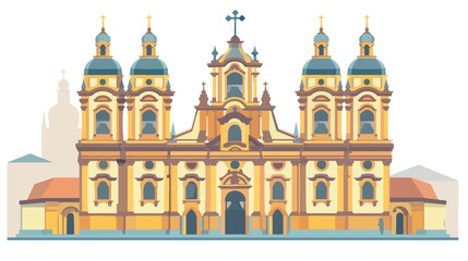 Cathedral of Santiago of Compostela flat cartoon va
