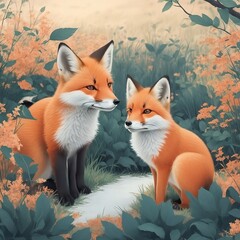 Fototapeta premium red fox in the grass