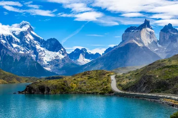 Papier peint adhésif Cuernos del Paine Lake Pehoe in Torres del Paine National Park in Chile Patagonia