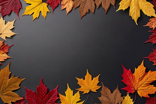 Autumn leaves with copy-space background concept, blank space. Place to adding text blank copy space. Harvest Hues: Micro Stock Autumn Leaves Concept