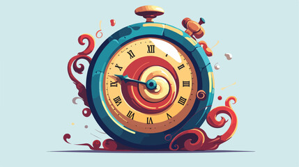 Clock timer isolated flat cartoon vactor illustrati - obrazy, fototapety, plakaty