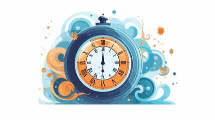 Clock timer isolated flat cartoon vactor illustrati