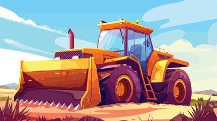 Obraz na płótnie Canvas Closeup bulldozer with big scooper flat cartoon vac