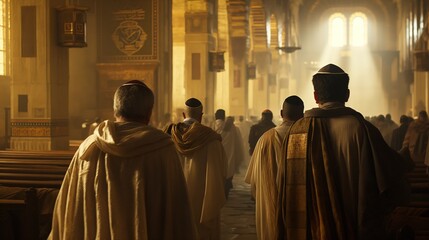 Divine Devotion Jewish Priests in Prayer at the Jerusalem Synagogue