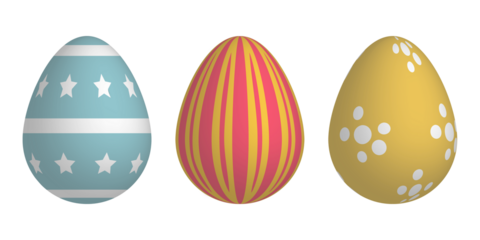 set of easter eggs on transparency background, decorative element collection.