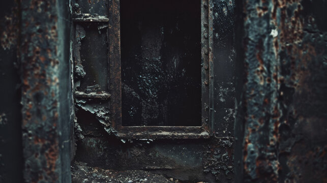 The creaking metal entrance is propped open revealing a dark void within as if daring the bravest of souls to enter and uncover its . .