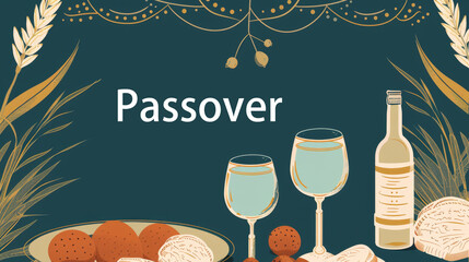 Flat photocall template for jewish passover celebration with copy space
 - obrazy, fototapety, plakaty