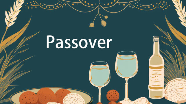 Flat photocall template for jewish passover celebration with copy space
