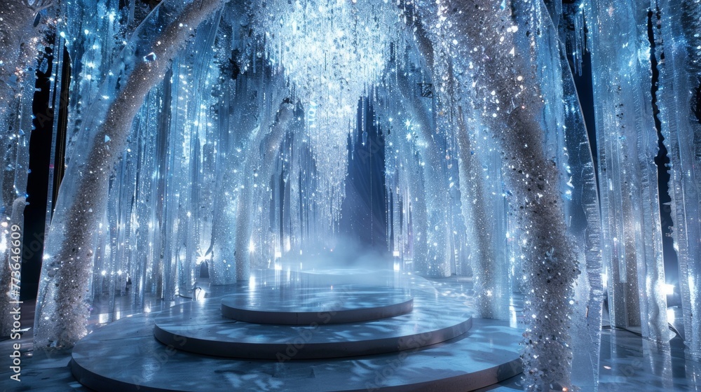 Aufkleber like a glimmering icicle the podium rises from the ground adorned with an array of sparkling crystal
