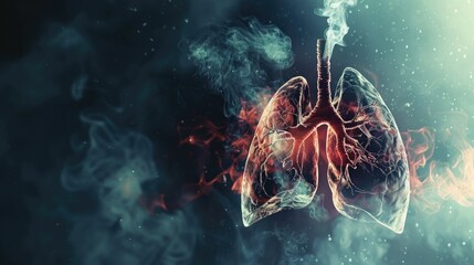 Unhealthy lungs due to smoking inhalation and environmental pollution. Respiratory problems due to air pollution. Lungs diseases