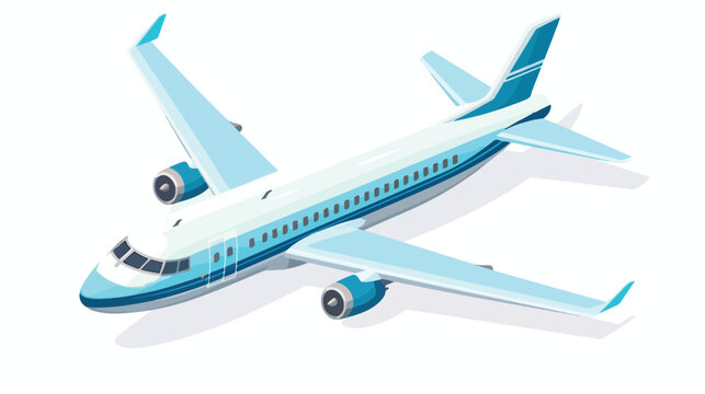 Commercial airplane topview icon image flat cartoon