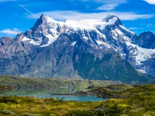 Crédence de cuisine en verre imprimé Cuernos del Paine Mirador Cuernos Trail in Torres del Paine National Park in Chile Patagonia