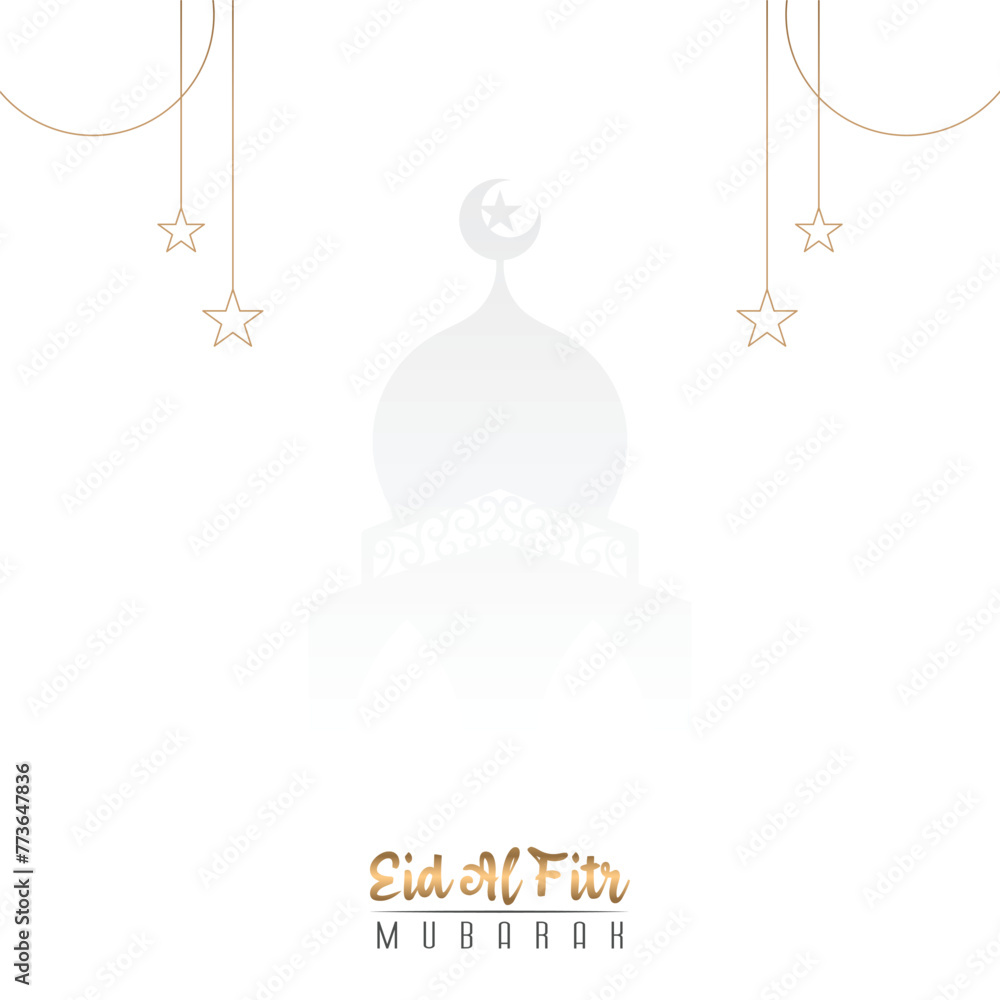 Wall mural design with a square composition greeting eid al-fitr with a clean, minimalist theme for social medi