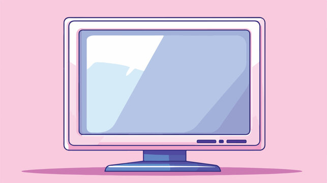 Computer monitor screen flat cartoon vactor illustr