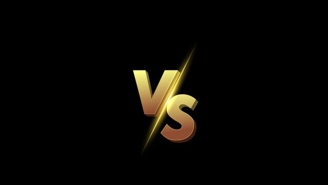 golden versus text animation. team versus fight or battle scene with alpha layers. 4K animation