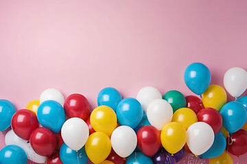Balloons with copy-space background concept, blank space. Place to adding text blank copy space. Colorful Commotion: Blank Space Balloons Carnival - obrazy, fototapety, plakaty
