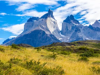 Zelfklevend Fotobehang Cuernos del Paine Mirador Cuernos Trail in Torres del Paine National Park in Chile Patagonia