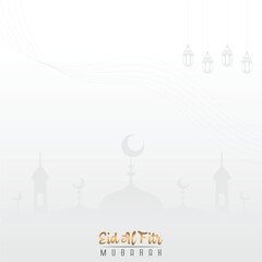 design with a square composition greeting Eid al-Fitr with a clean, minimalist theme for social media posts