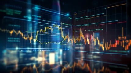 Digitally Generated Currency and Exchange Stock Chart for Finance and Economy Based Computer Software and Coding Display