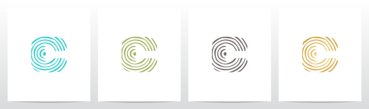 Tree Rings Pattern Letter Initial Logo Design C