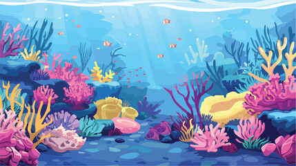 Fototapeta na wymiar Coral reef vector image available in portfolio flat