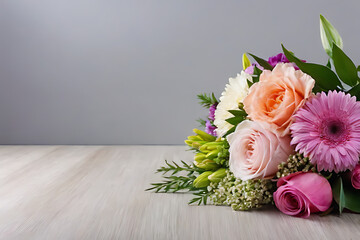 Bouquet of flower with copy-space background concept, blank space. Garden Delight: Fresh Bouquet of Flowers