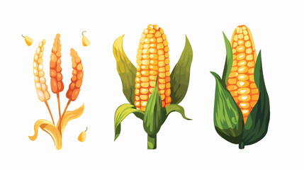 Corn fresh vegetable cartoon isolated vector illust