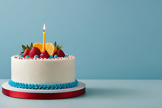 Birthday cake in copy-space background concept, big blank space. Microstock Photography for Creative Cake Enthusiasts