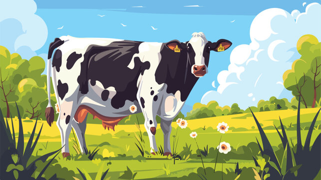 Cow in park painting vector available in portfolio