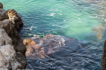 High-angle view of the sea water